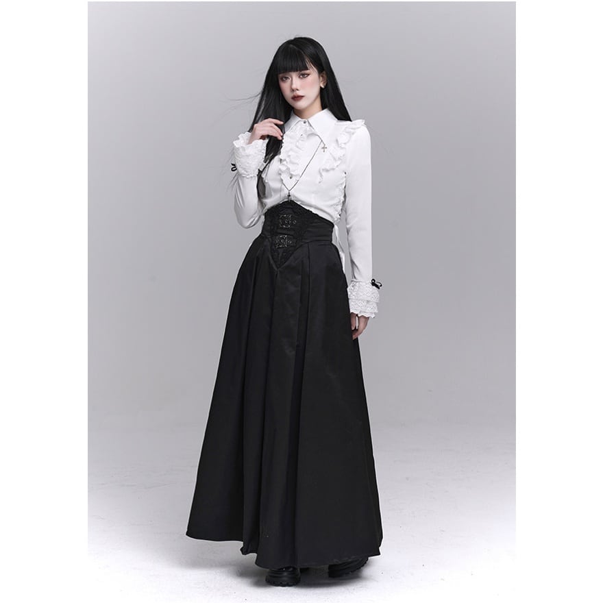 大人ゴシック コルセットロングスカート 修道女風×ハイウエスト｜WithU