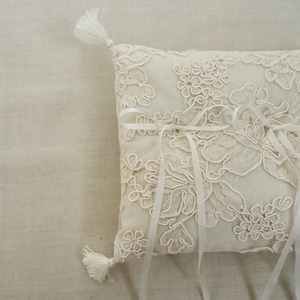 Wedding Ring pillow Beads flower lace（square）