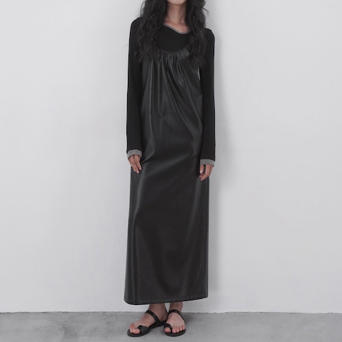 Minimal faux leather dress A00245