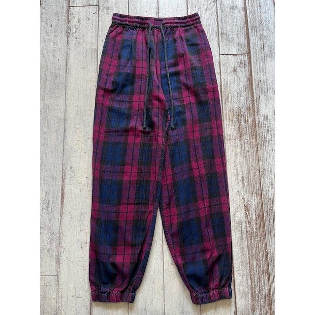 -BBB-  check design cotton easy pants