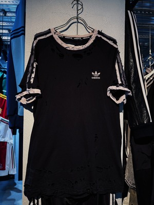 "ADIDAS"Trefoil logo embroidery design boro custom T shirt