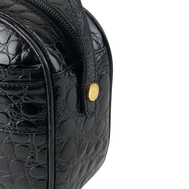 Salvatore Ferragamo サルヴァトーレ フェラガモ ショルダーバッグ ブラック ロゴ クロコ型押し vintage ヴィンテージ オールド 2vgt32