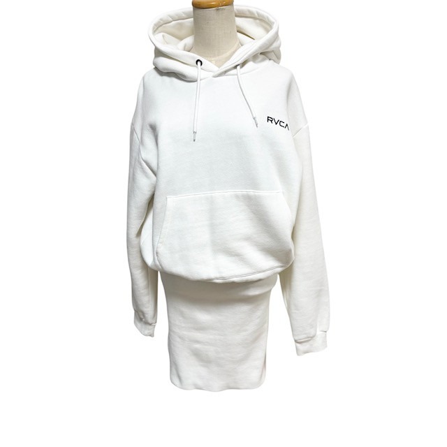 古着 ルーカ RVCA スウェットワンピース パーカー クリーニング済み ホワイト レディース Sサイズ