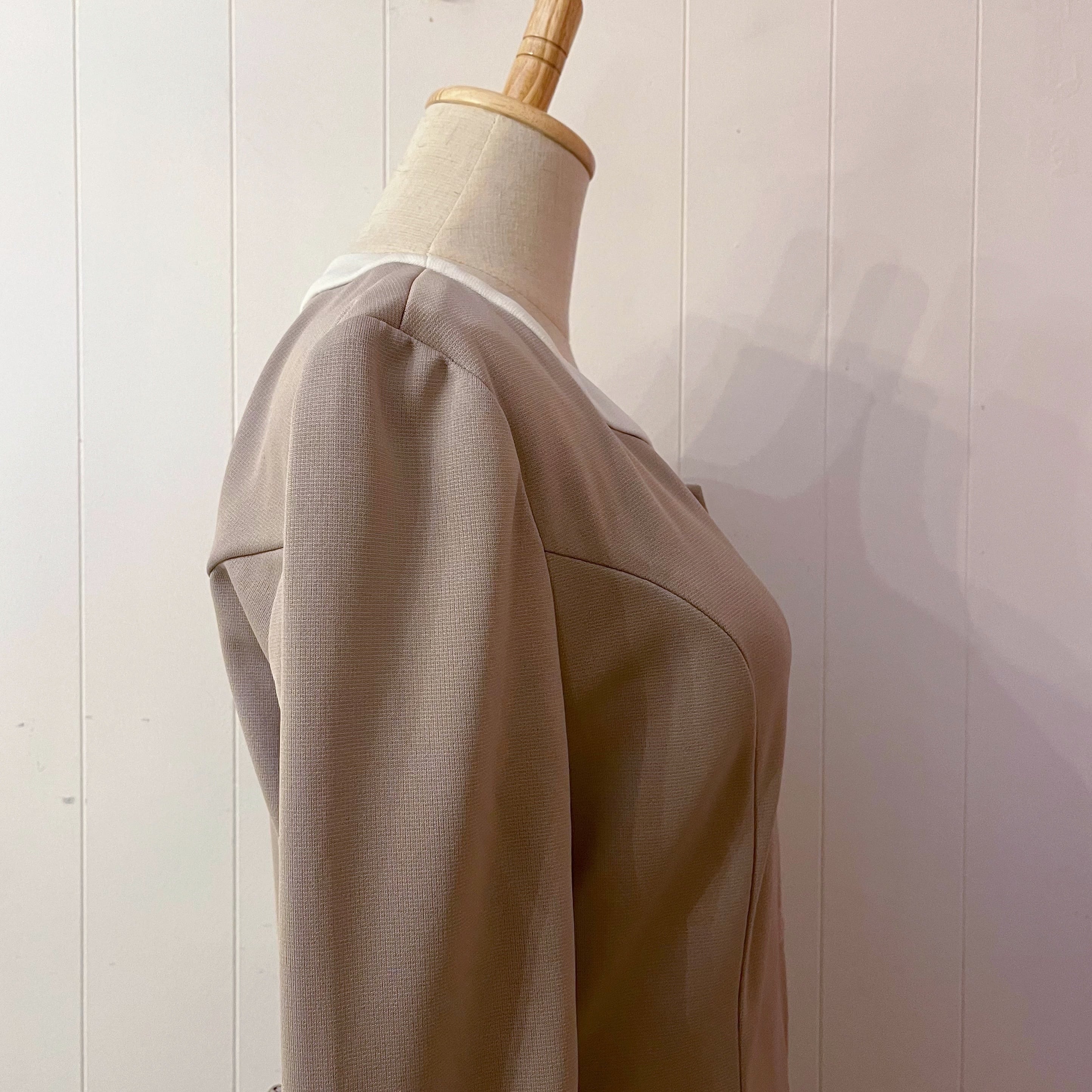 sand beige white cuffs one-piece