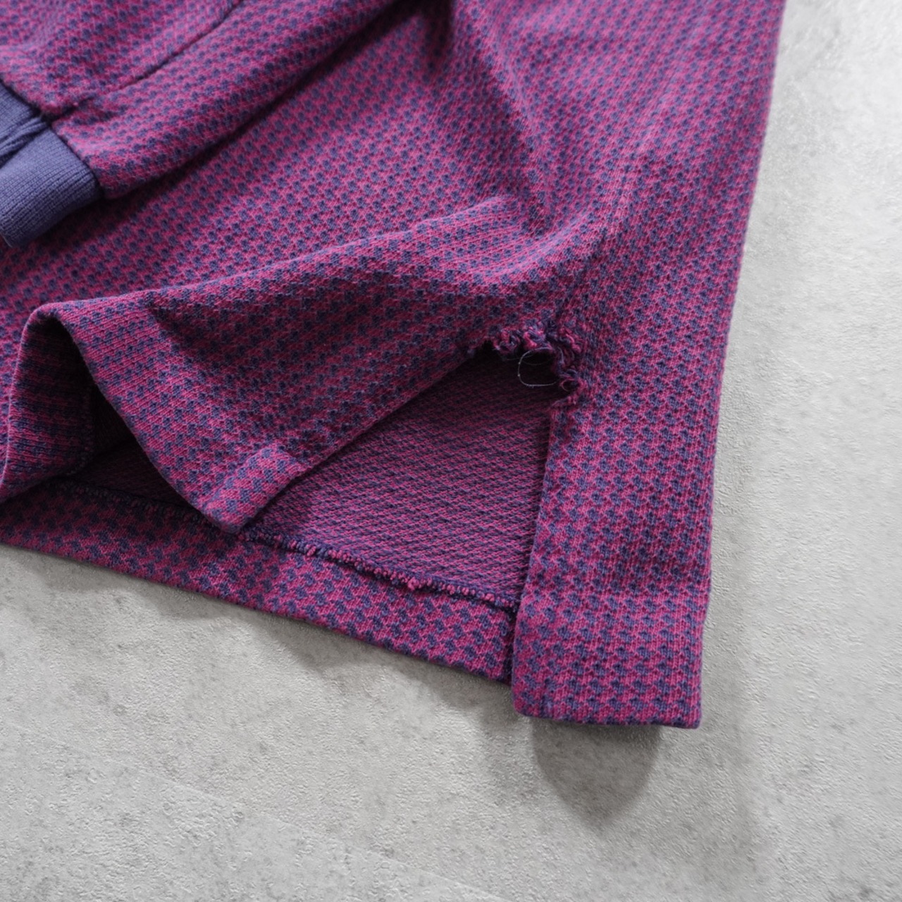 90s LANS'END L/S Denim collar polo Houndstooth L 古着 - 11