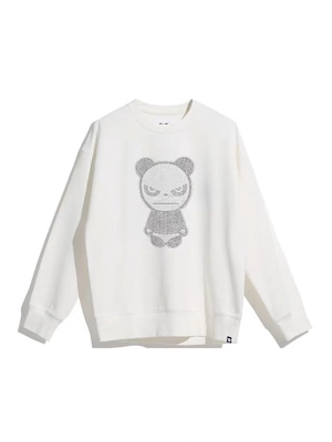 送料無料【HIPANDA ハイパンダ】メンズ ラインストーン クルーネック スウェット トレーナー MEN’S  LOGO CREW NECK SWEAT SHIRT / WHITE・BLACK