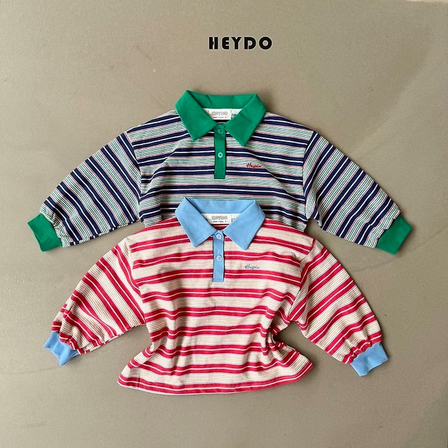 【取寄】heydo｜tommy color block collar tee｜トミー配色カラーT｜S-JL｜kids&jr｜26 autumn