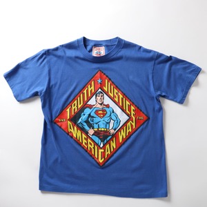 【希少】80s VINTAGE Tee Superman スーパーマン DC コミックス プリントTシャツ オフィシャル品 USA製 半袖 トップス ブルー 美品 サイズL