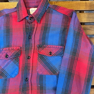 1970'S MELTON FLANNEL CHECK SHIRT S
