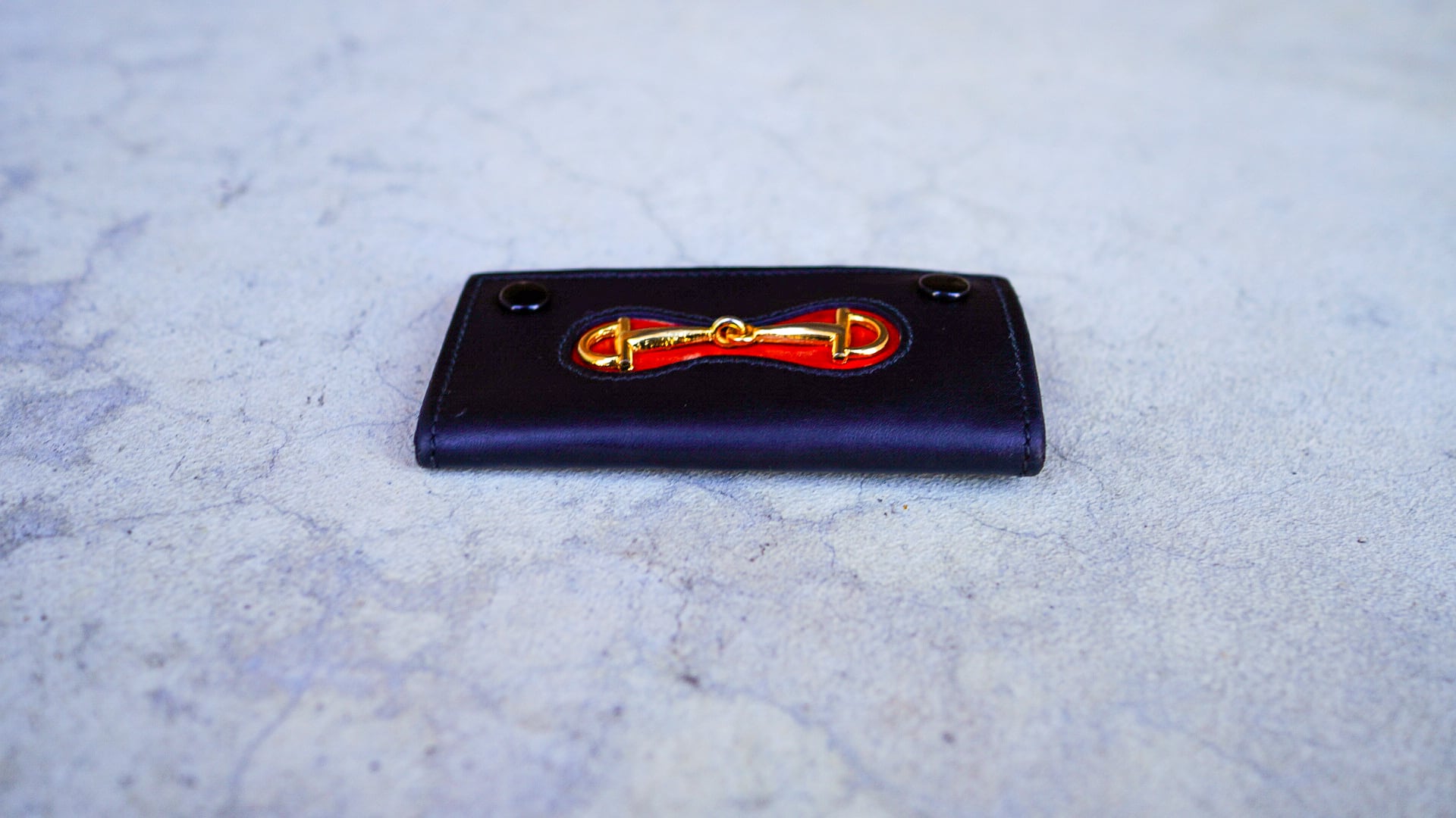 1980s】GUCCI グッチ ホースビット 3連 キーケース 《ブラック 黒