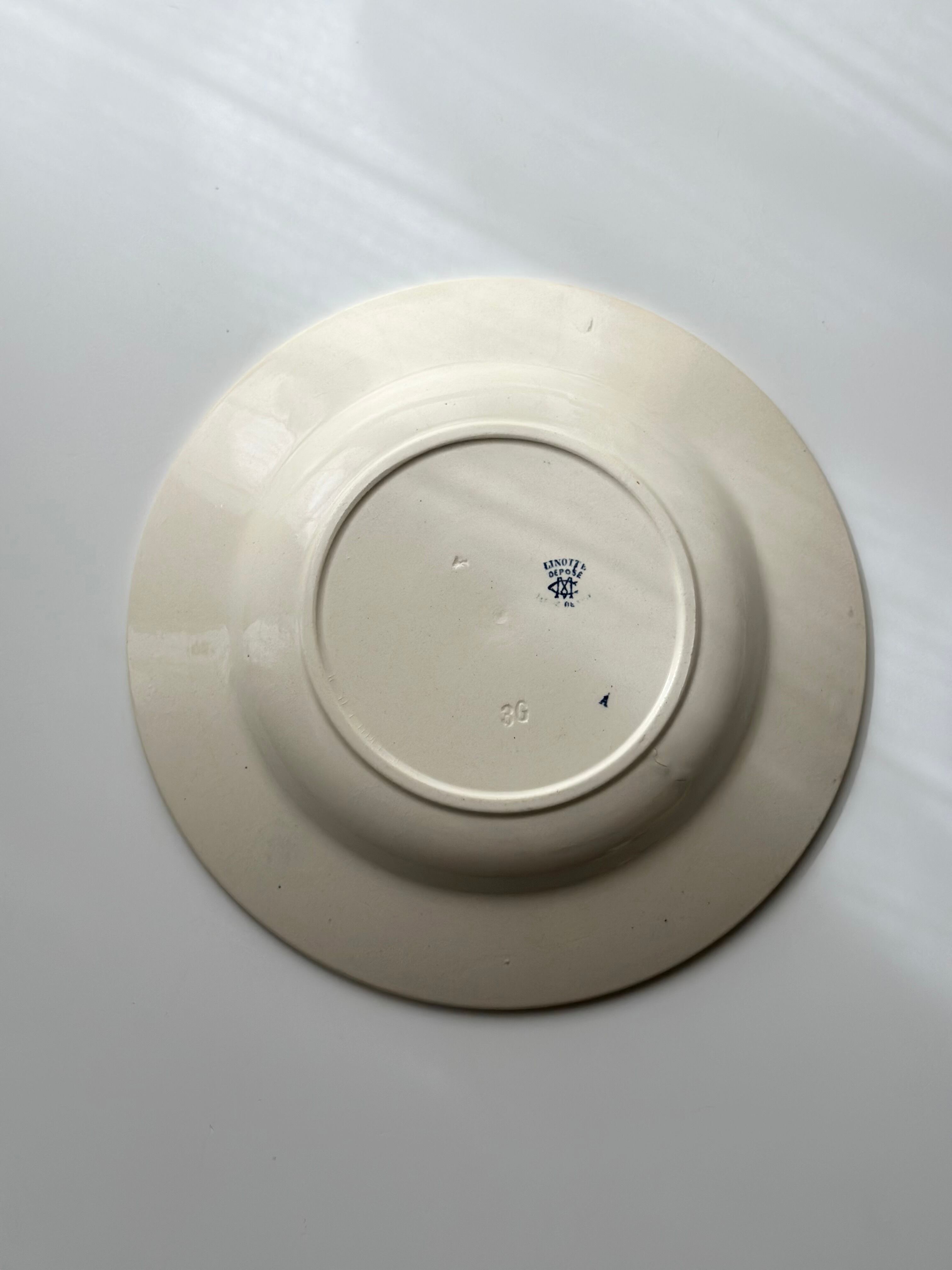 Creil et Montereau クレイユモントロー / “LINOTTE” blue 深皿