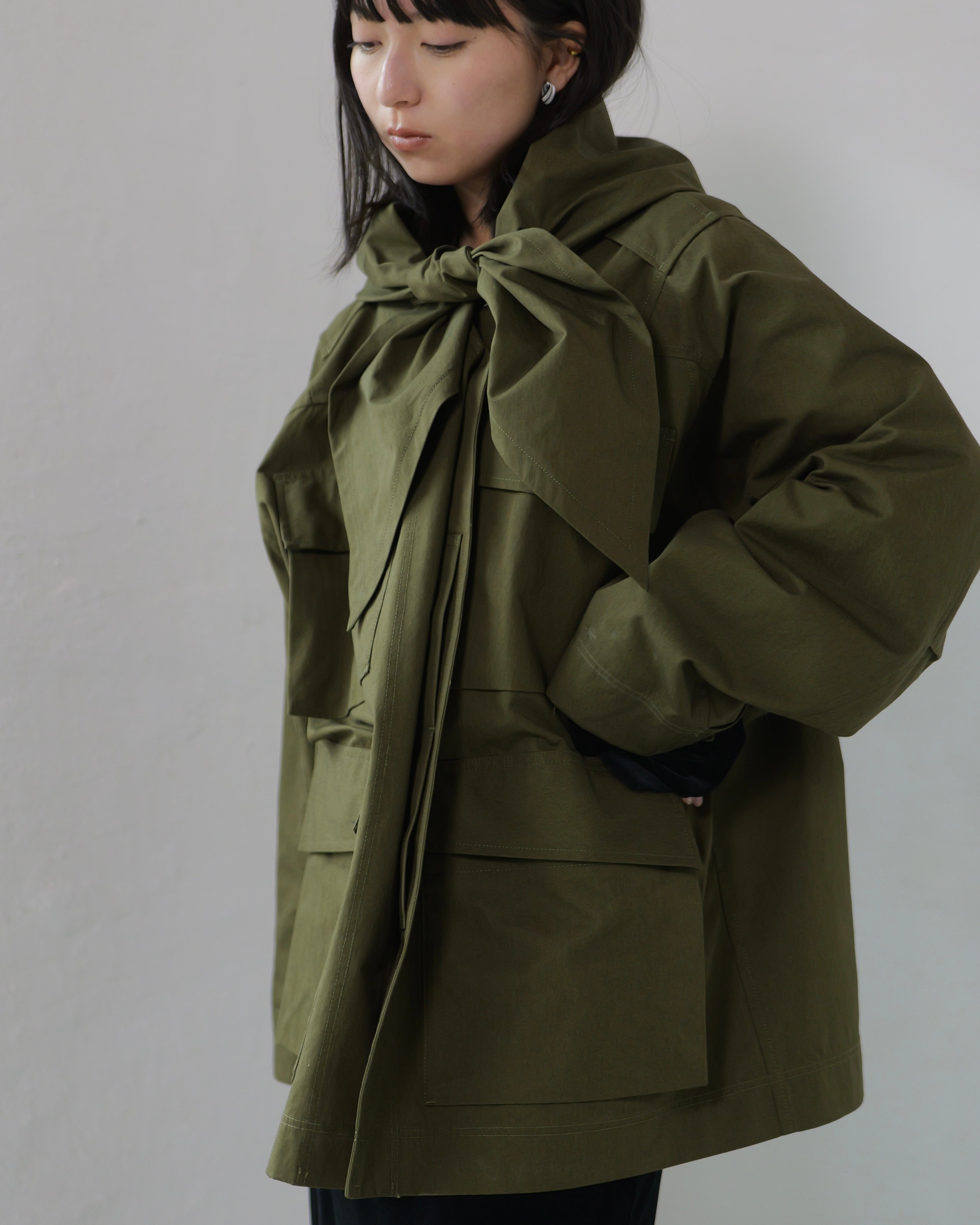 i'm here - Haoli Military Jacket ：Khaki｜フードストールドッキング