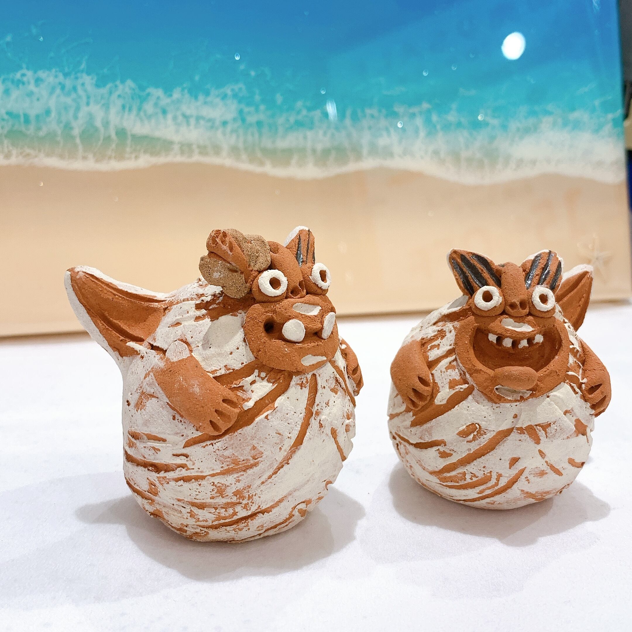 【9株セット】シーザー　魔丸　など Mi shisa【送料込】家族円満♡まんまるシーサーペア (T-A51) | tete by