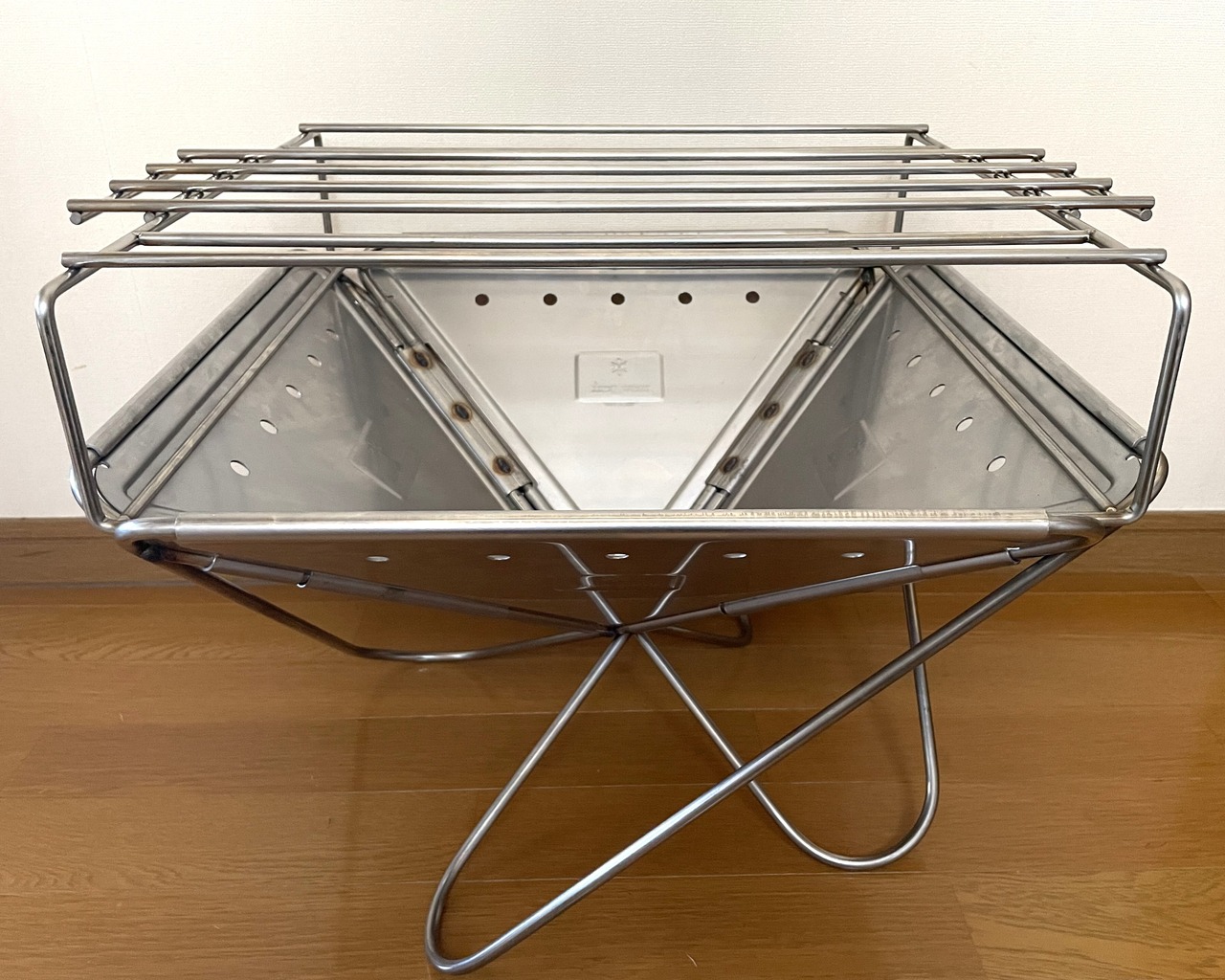 スノーピーク焚火台L対応　エンベリ座  簡易グリルブリッジL ＆ ベーシックロストル “LS”　ステンレスセット