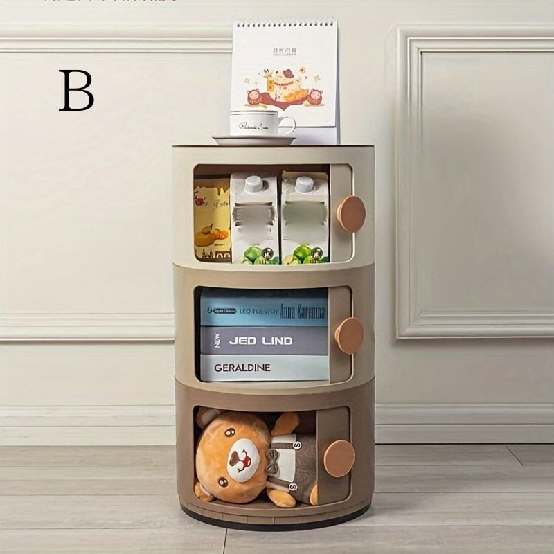 収納 ボックス 円柱 3段 スライド式扉 おしゃれ かわいい インテリア