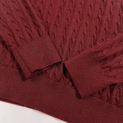 nano universe ナノユニバース ケーブル編み クルーネック ハイゲージ ウール ニット セーター L /ボルドー ワインレッド系/メンズ