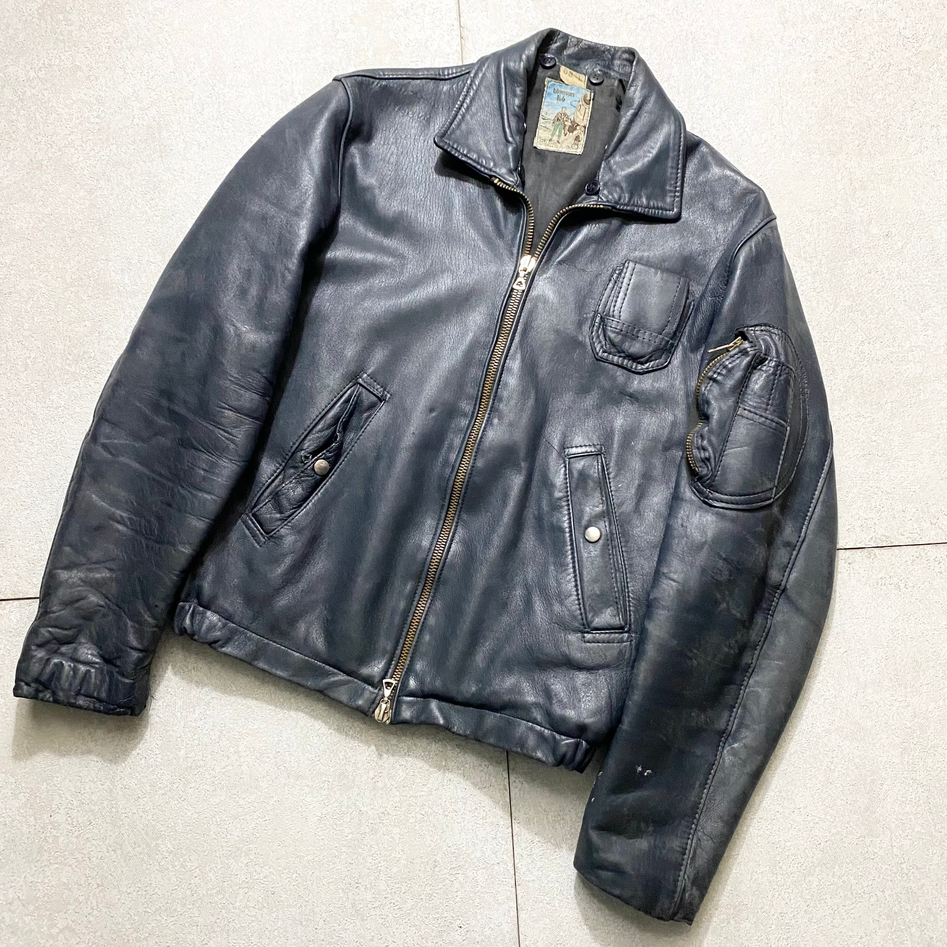 vintage FRENCH AIR FORCE navy color “K6” leather flight jacket 