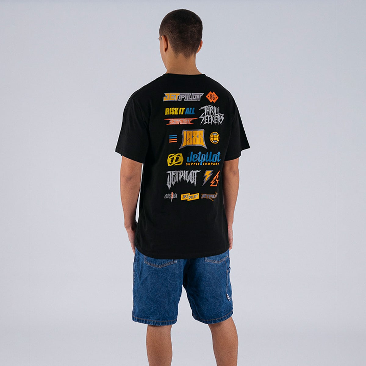 スティッカード TEE ブラック マルチ Tシャツ 半袖 W26602 JETPILOT