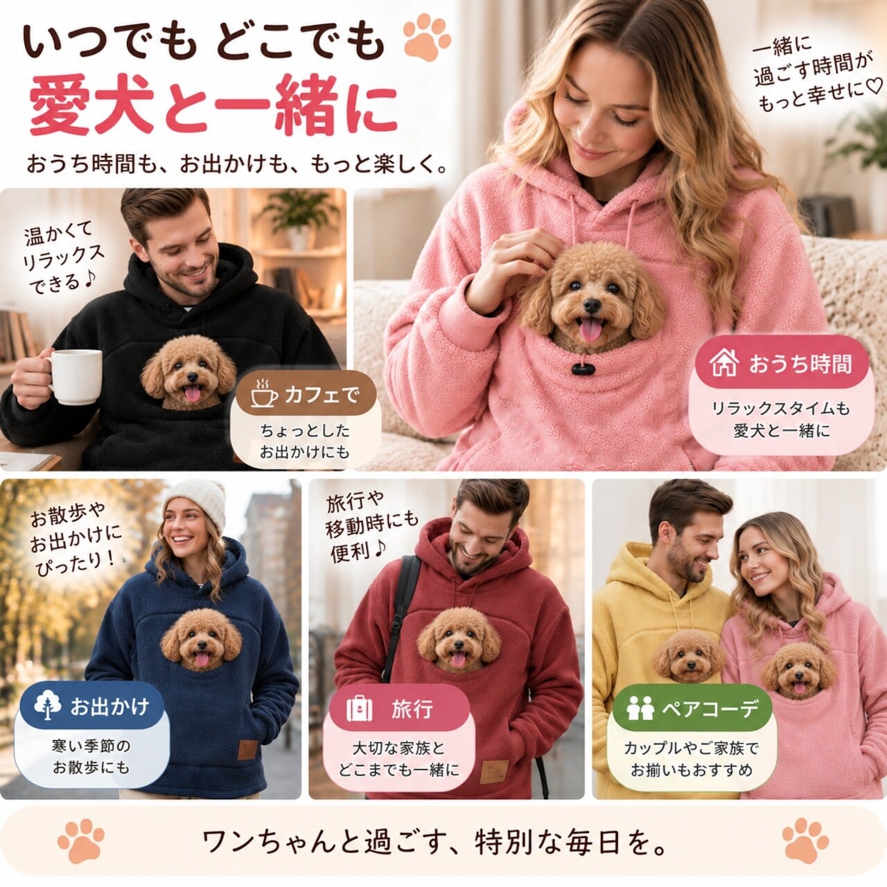 犬用パーカー Sサイズ パンダ柄 柔らかい 防寒 コート サンゴフリース 413.HANA 犬用ポケット付き 裏起毛フリースパーカー 男女兼用 ゆったり