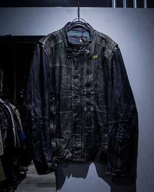 【add (C) vintage】“G-STAR RAW” Multiple Gimmick Aging Leather Jacket
