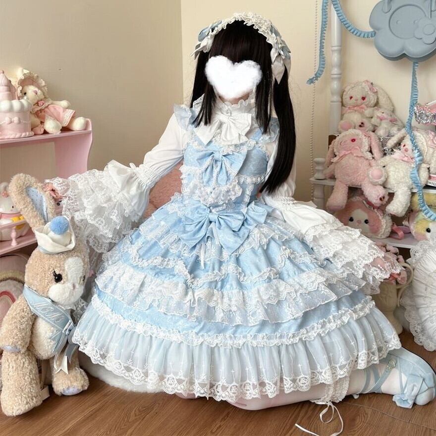 ロリータ jsk ブラウス 水色 ロリータファッション 甘ロリ｜JSK＋姫袖ブラウス3点セット（ピンク
