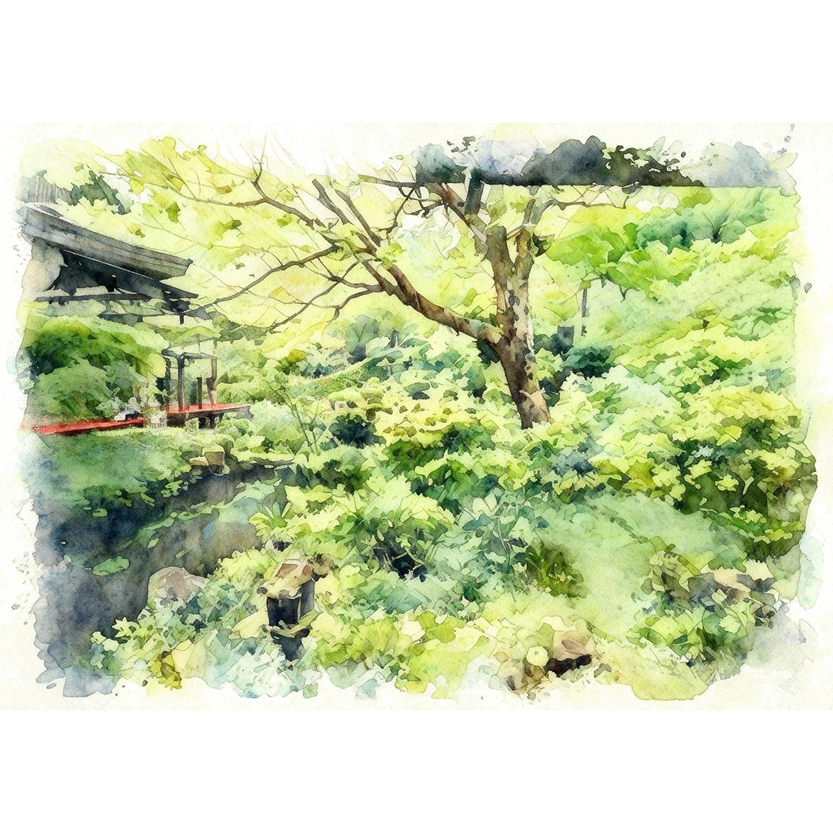 絵画 風景画(街並み) 日本 京都府 祇園 石塀小路 インテリア