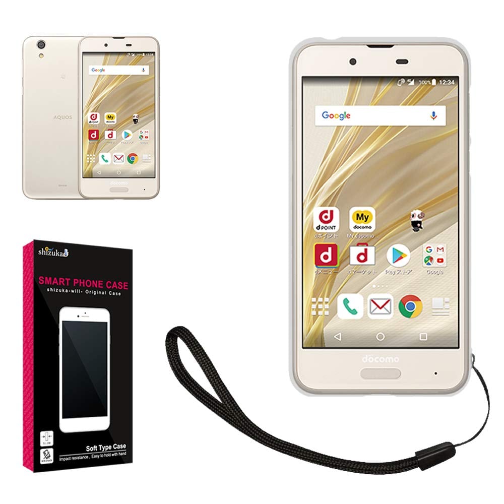 シズカウィル AQUOS sense/センス lite 用 ケース ストラップ付 クリア 1個入り