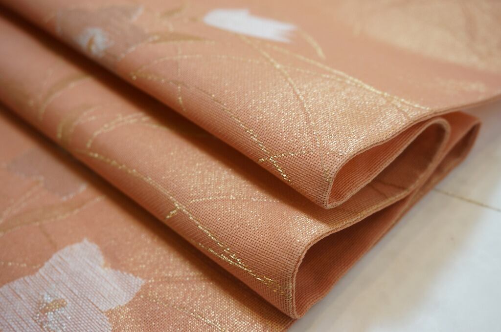 Y1036 夏帯　袋帯　未仕立　紗　桔梗　水色　グレー　金糸　フォーマル　未使用