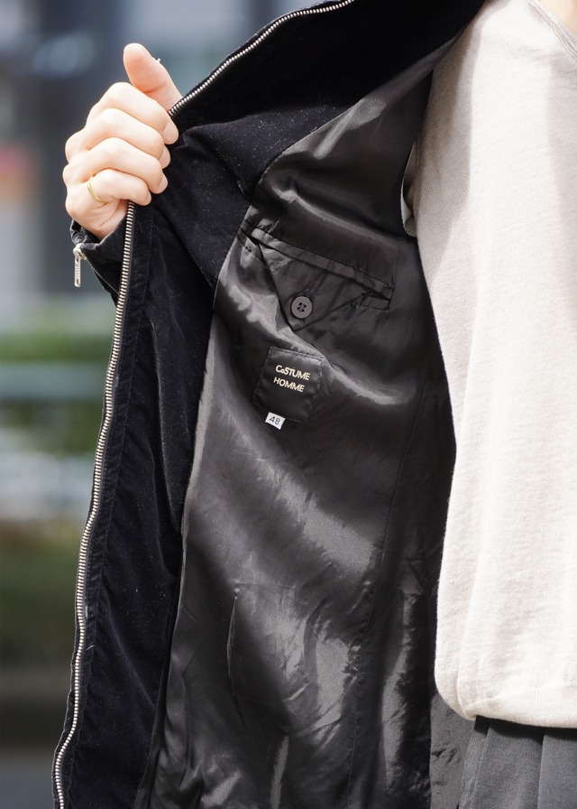 80’s CoSTUME NATIONAL HOMME velvet zip-up shirt jacket