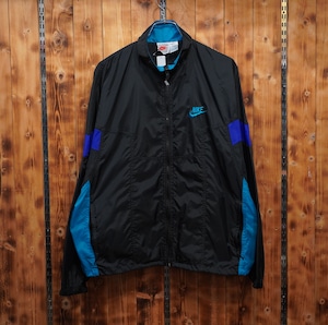 80s90s nike ナイロンジャケット L/ナイキ ブラック パープル ブルー