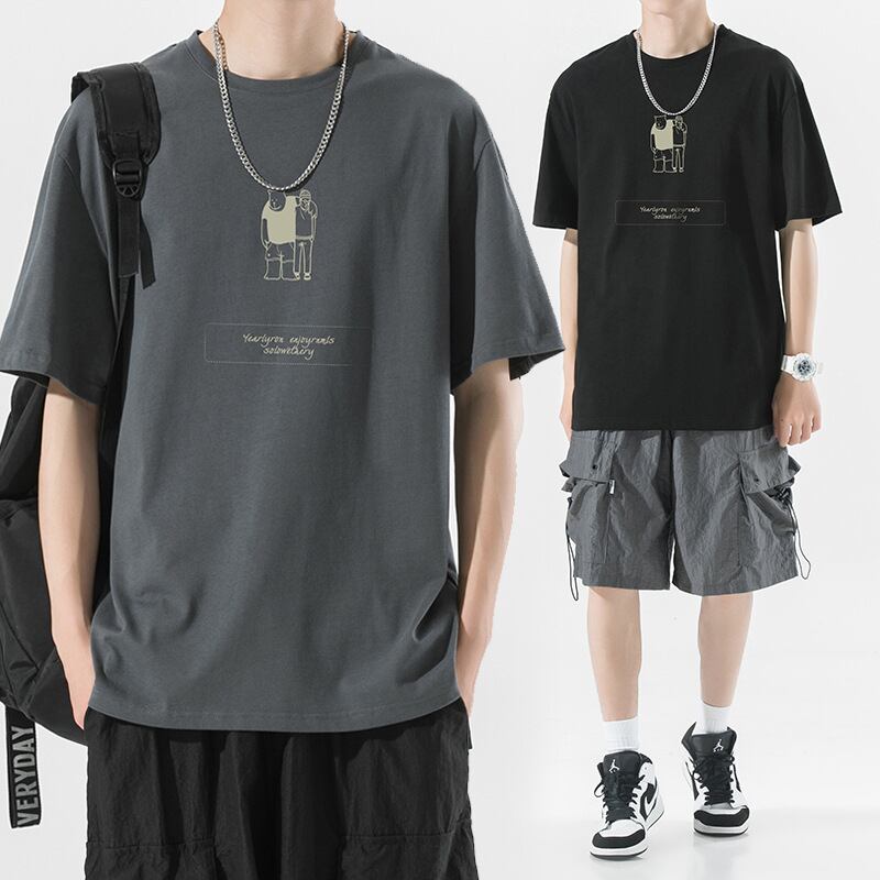 半袖Tシャツ韓国版カジュアルトレンドゆったりカップル用トップスTシャツ