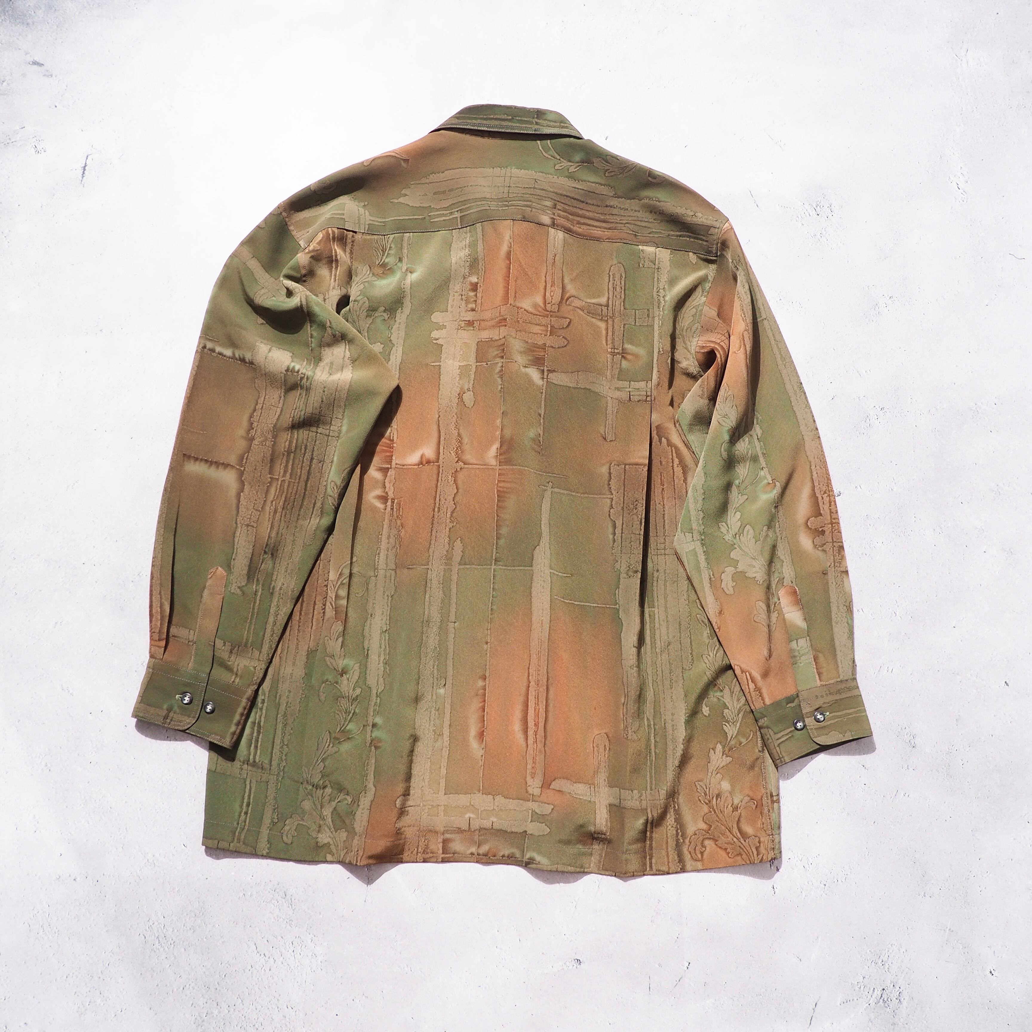 1980 - 90s ” 滲み ” Geometric patterns vintage Drape loose shirt