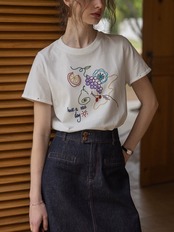 Croquis Fruit Embroidery Tee F0764