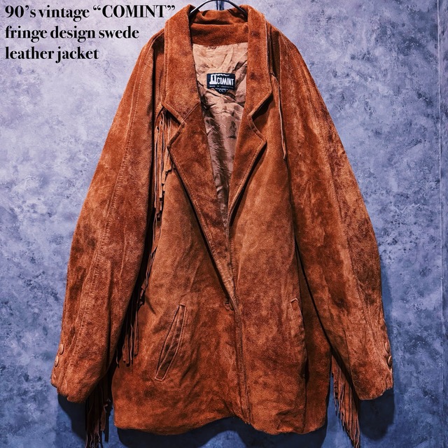 【doppio】90’s vintage “COMINT” fringe design swede leather jacket