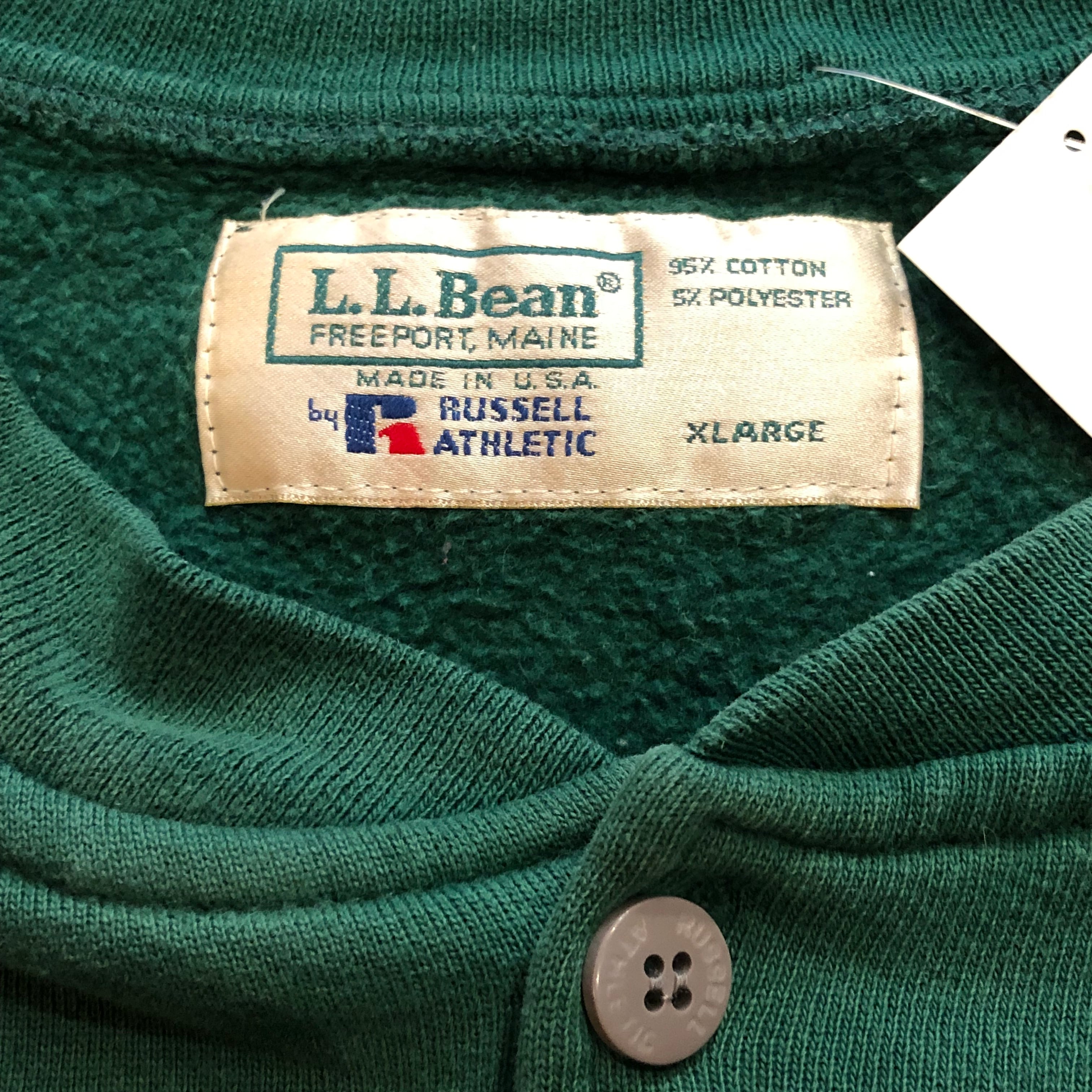 VINTAGE 80s XL Henry Neck Hoodie -L.L.Bean × Russell Athletic- – ユウユウジテキ 90s L.L.Bean × Russell Athletic ヘンリーネックス