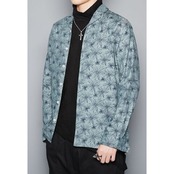 Leaf pattern open collar shirt  00001