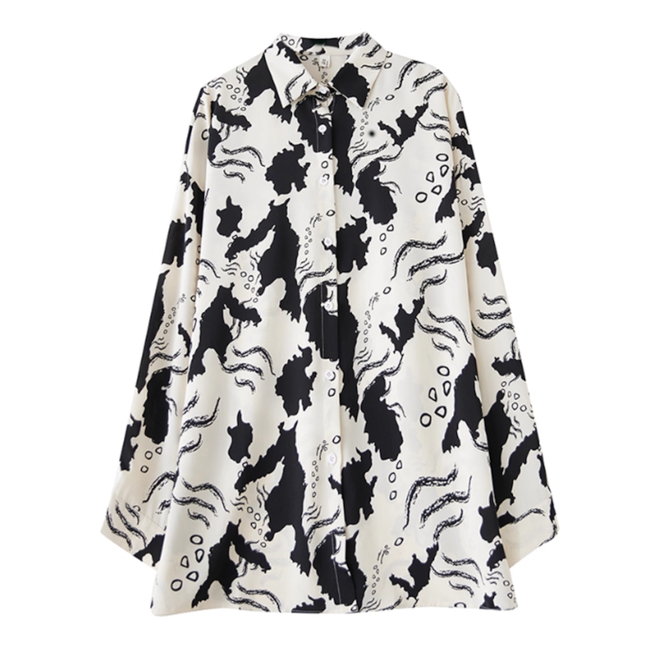 モノトーン アート プリント シャツ 00057