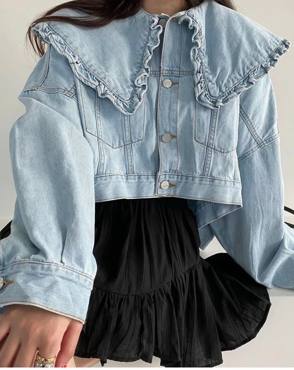 【受注】Big frill color denim jacket (ビッグフリルカラーデニムジャケット) | pino fashion  selectshop powered by BASE