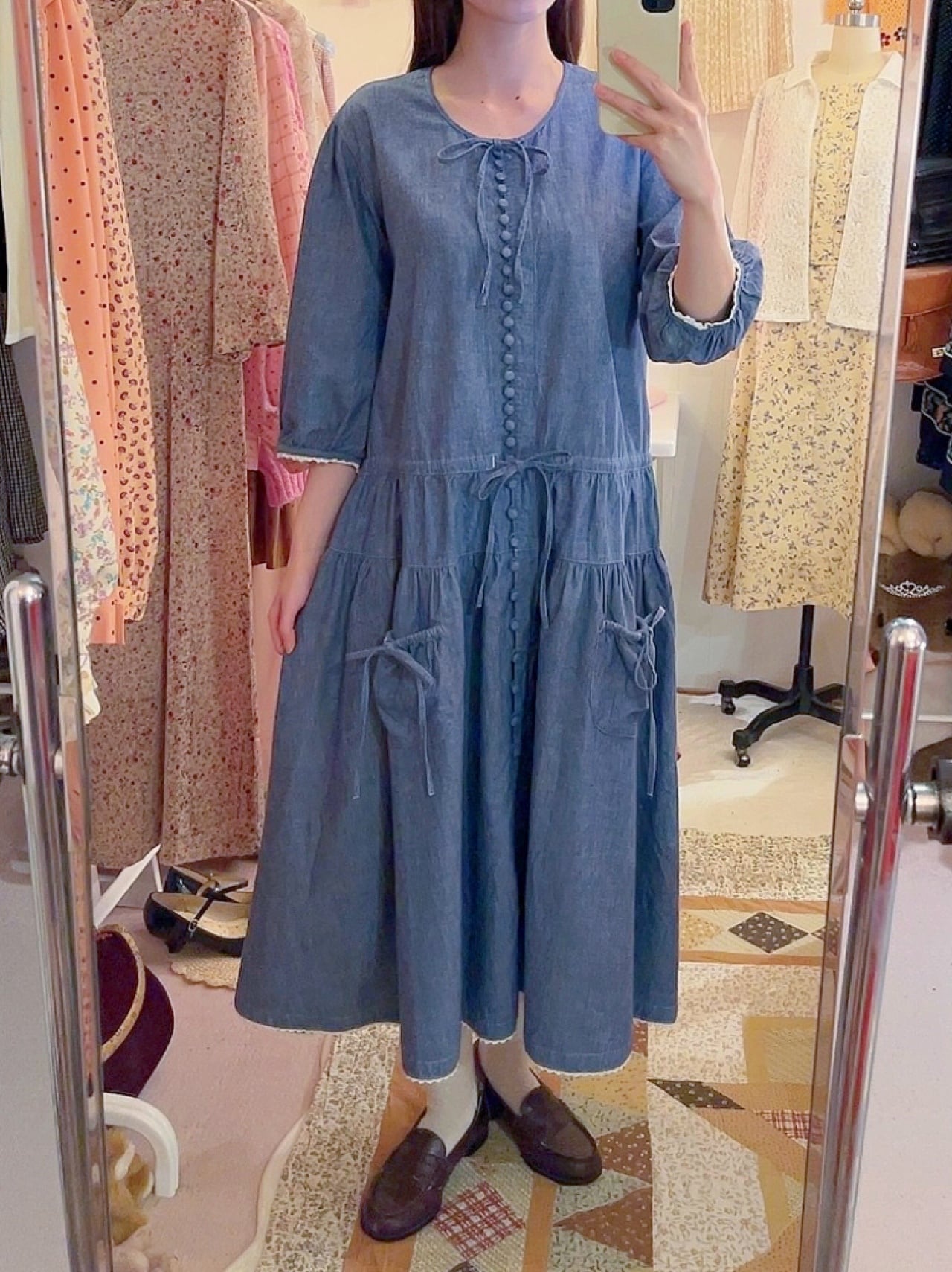 PINKHOUSE / dungaree ribbon gather one-piece