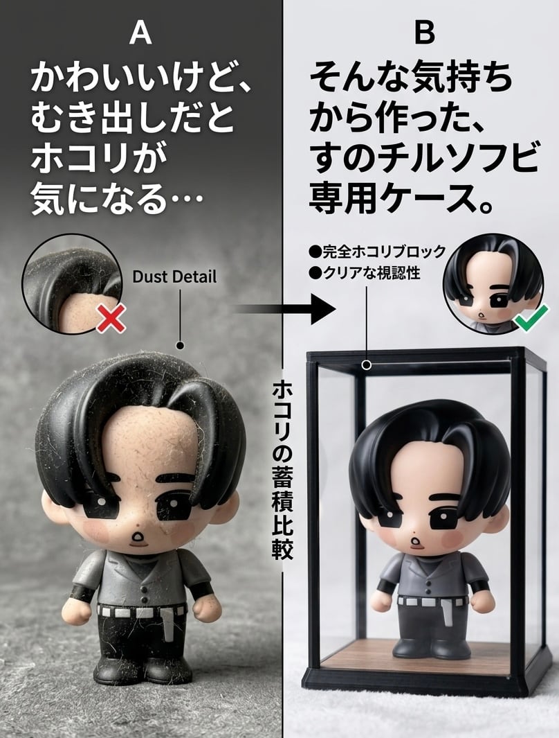 すのチル ソフビ専用ケース ディスプレイ Manフィギュアケース 9人分 すのチルソフビ 収納ケース 1人用【組み立て済み・完成品】メンバー