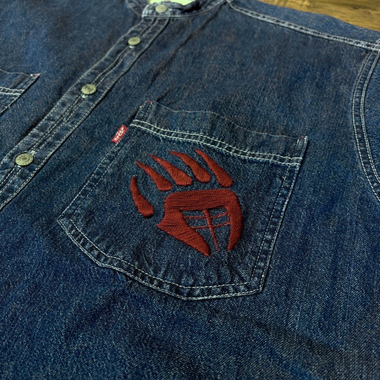 ナスングワム【Nasngwam】Indian motif Denim Shirt　Sサイズ - 2