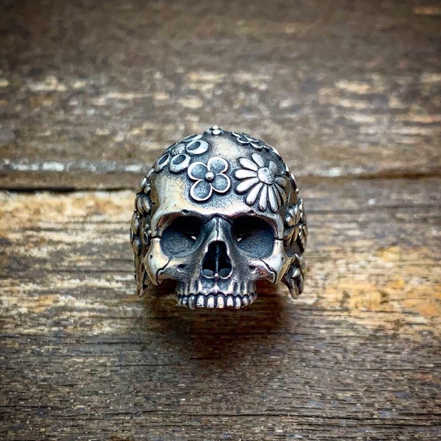 Floral Skull Ring 花柄髑髏の指輪 Hijiri Silver Works Web Shop
