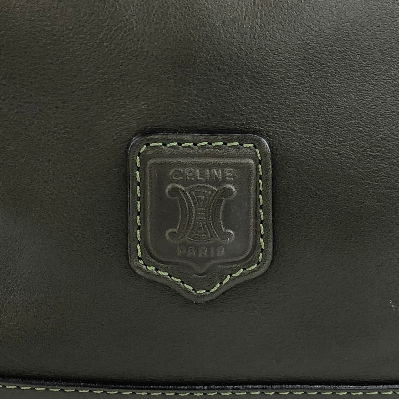 CELINE セリーヌ ショルダーバッグ グリーン ブラゾン型押し レザー