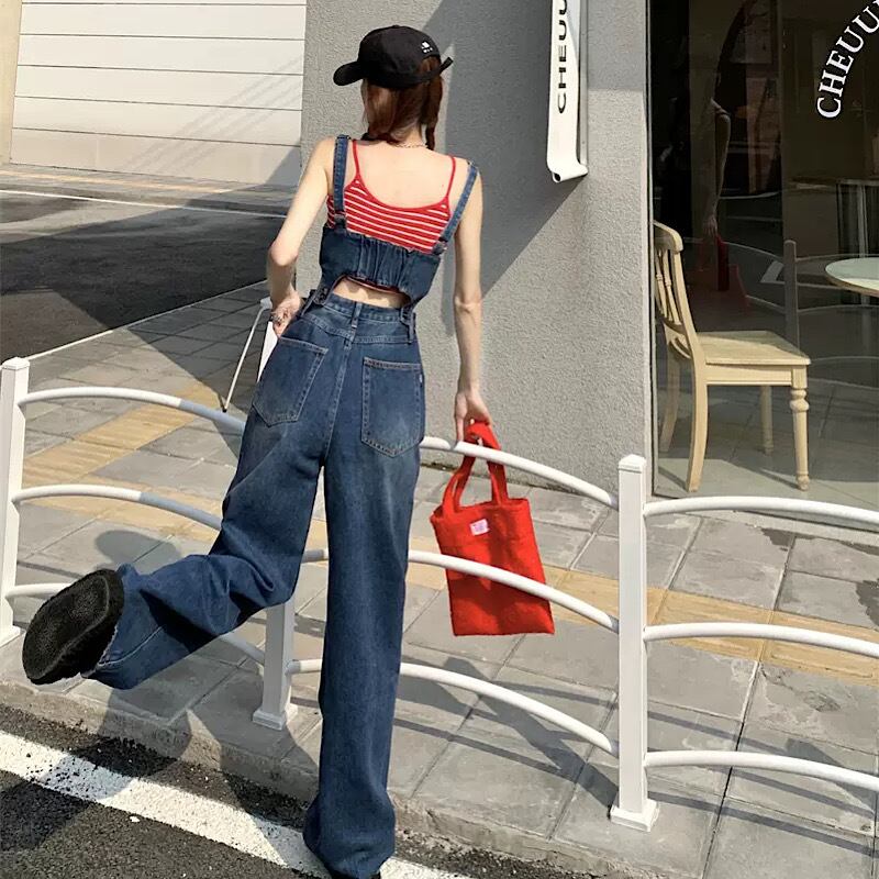 憧れ スタイルに トレンド デニム オーバーオール サロペット へそだし スタイルアップ 脚長効果 古着っぽ カジュアル ワイドパンツ メンズライク ストリート Lamitte Deco トレンド 韓国ファッション ショップ Base店 憧れ スタイルに トレンド デニム オーバーオール サロペット へそだし スタイルアップ 脚長効果 古着っぽ カジュアル ワイドパンツ メンズライク ストリート Lamitte Deco トレンド 韓国ファッション ショップ Base店