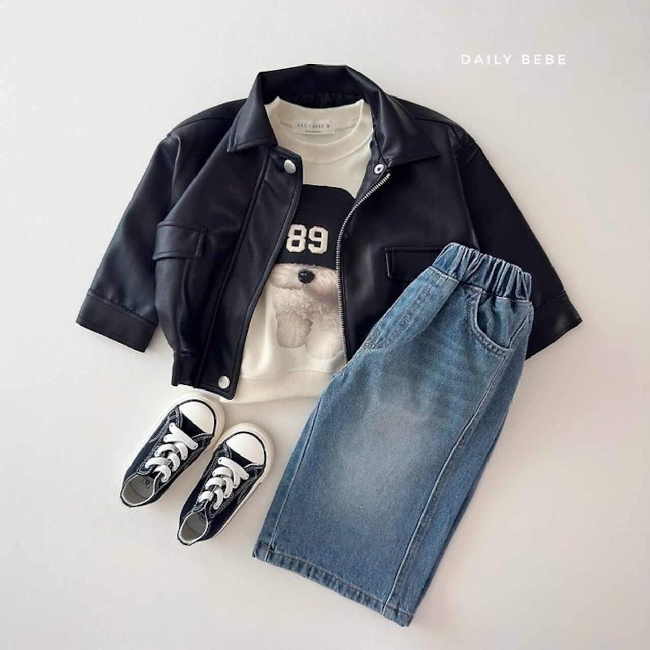 韓国子供服 / 26Autumn / 〖取寄〗DAILYBEBE / フェイクレザージャケット / キッズ服 / ジュニア服 / 秋服 *XS~JL*