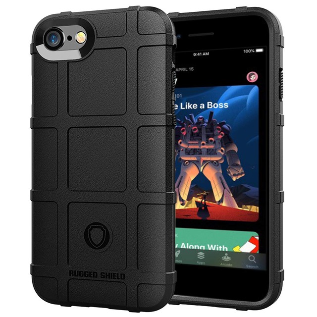 RUGGED SHIELD iPhone 用ケース 耐衝撃バンパーケース TPU (ブラック, iPhone SE(第3世代/第2世代))