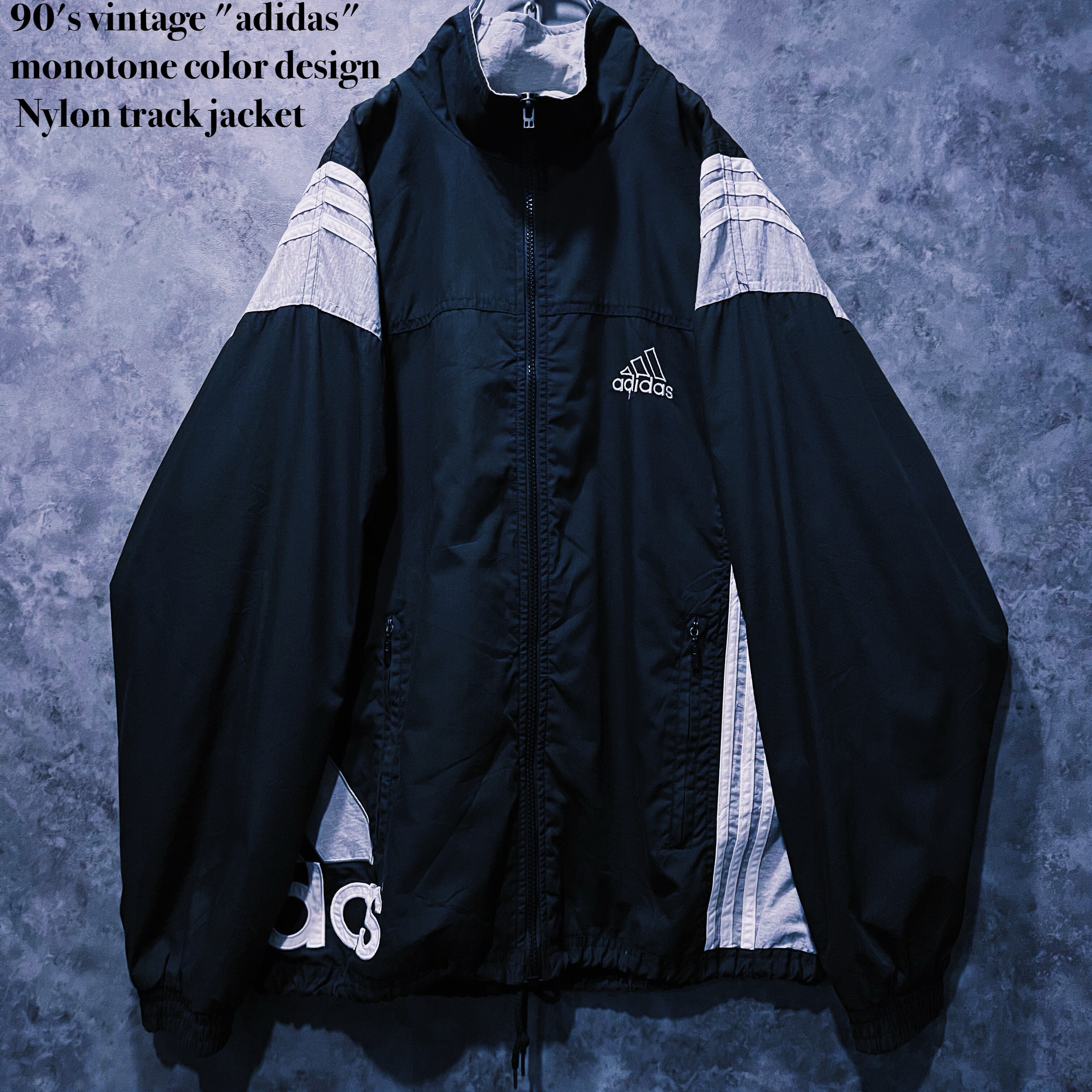 【doppio】90's vintage "adidas" monotone color design Nylon track jacket