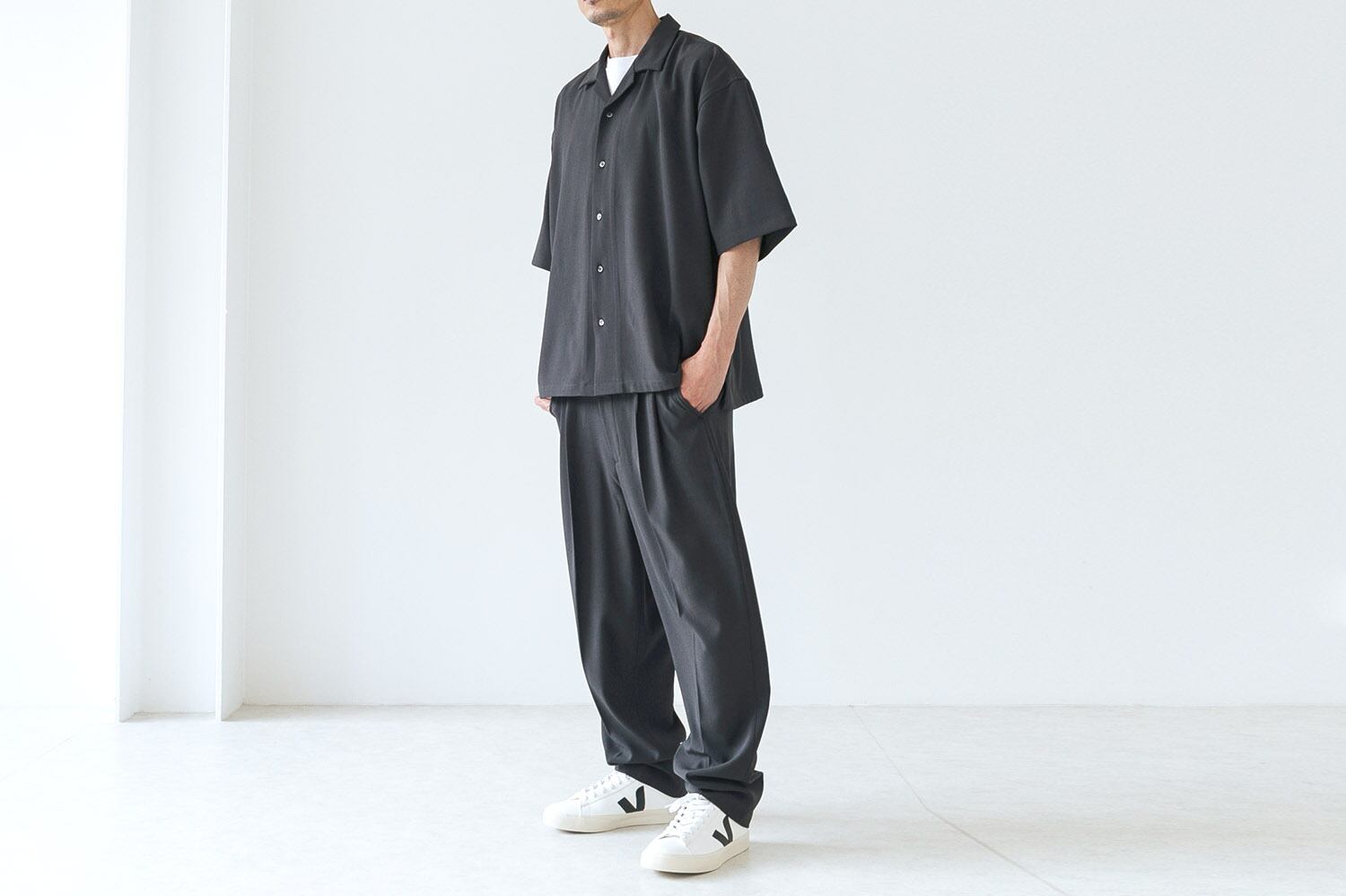 STRETCH POLYESTER TWILL - EASY SLACKS : ストレッチポリエステル 