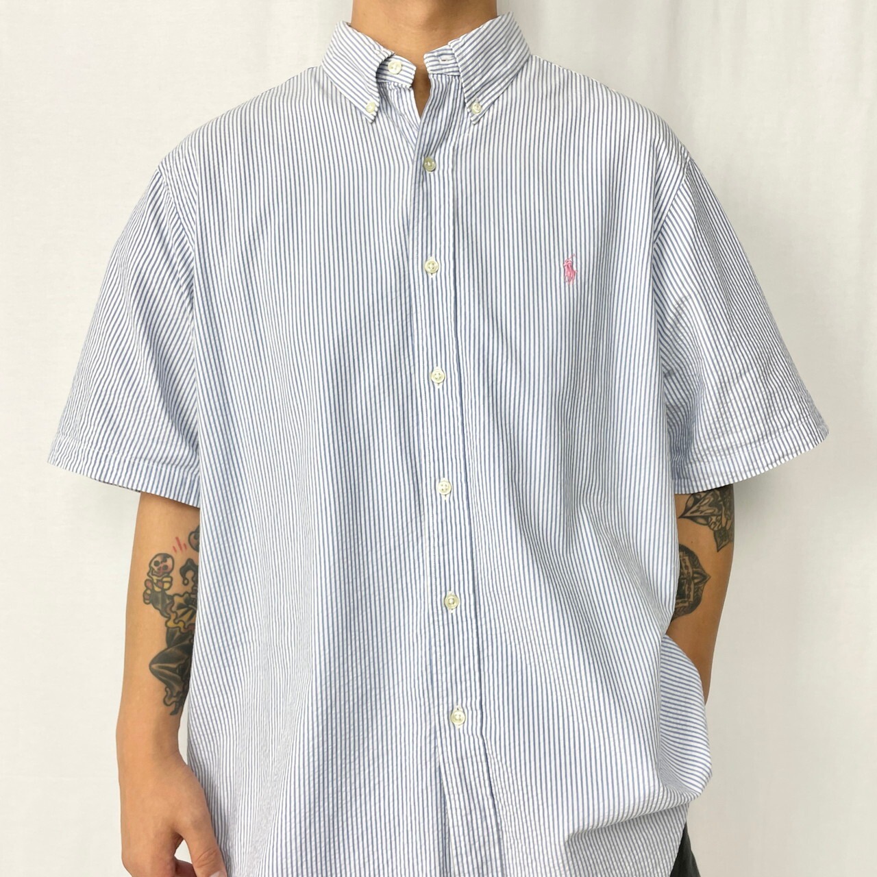 Ralph Lauren ラルフローレン CLASSIC FIT シアサッカーシャツ ピン 