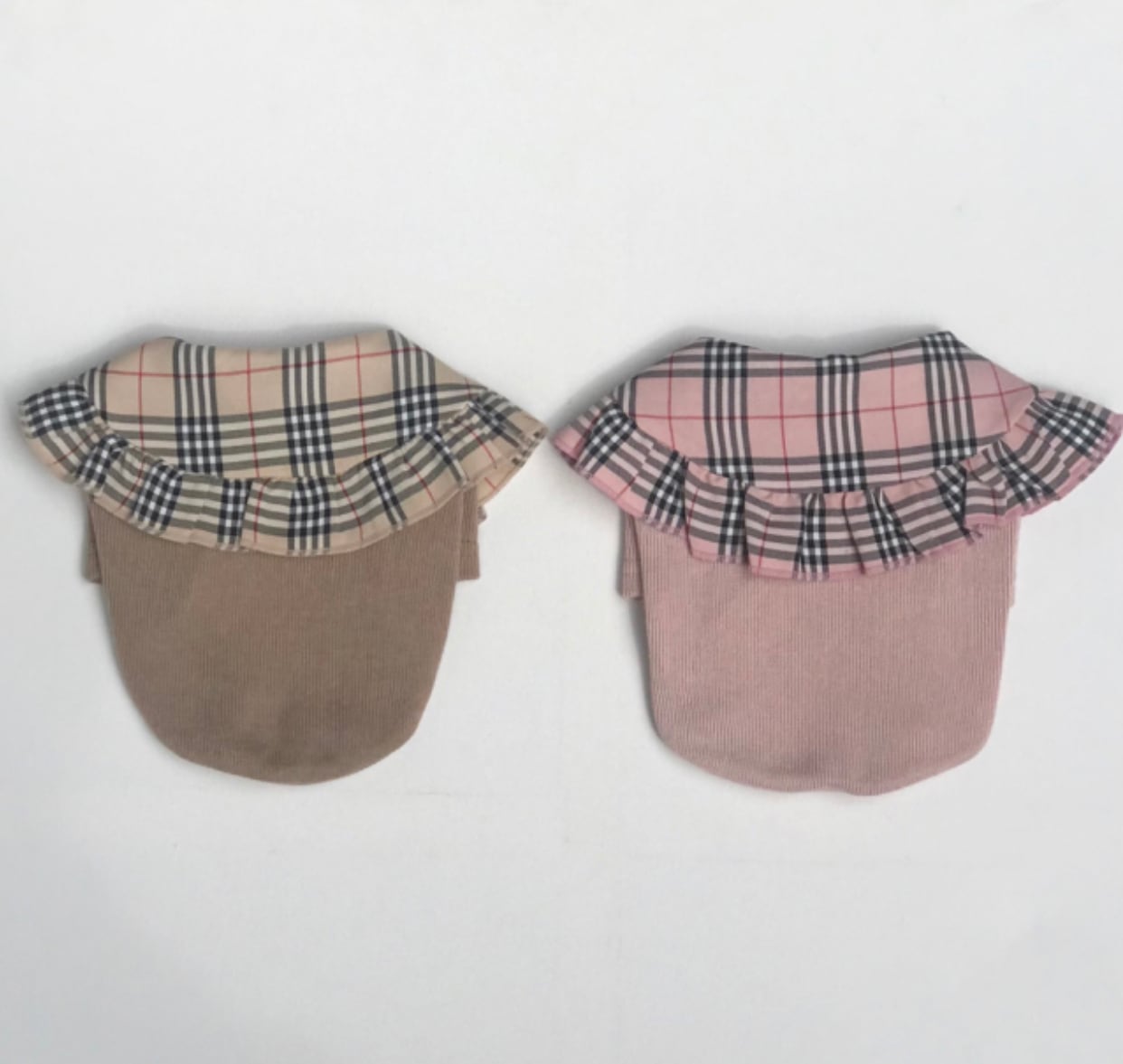 【SALE】 check cape knit S ~ XL 2color / 犬服 秋冬 新作 ニット 長袖 チェック柄 シンプル ドッグウェア トップス Tシャツ 丸襟 top139